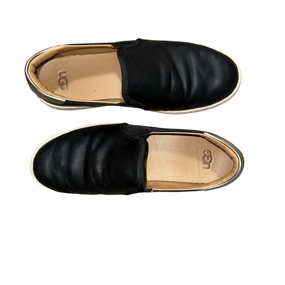 UGG Black Leather Slip-Ons - Picture 1 of 6